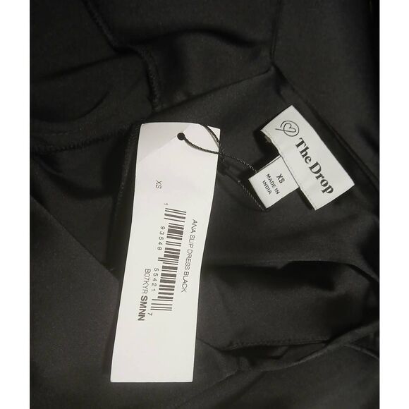 The drop womens small black midi ana slip dress romantic split - Picture 5 of 6